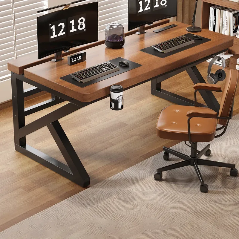 Esports Gaming Furniture - 無垢材コンピュータデスクeスポーツゲーミングテーブル寝室ホームオフィス学生ライティングデスク大人用ダブルテーブル家具