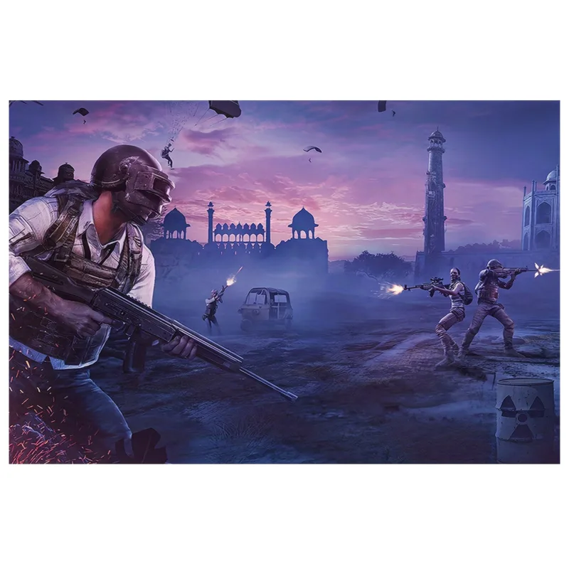 Esports Gaming Poster - 戦術的なゲームの壁アートポスター – パラシュート兵士と戦場のシーン、フレームレスeスポーツキャンバス装飾12x18、寝室オフィス用