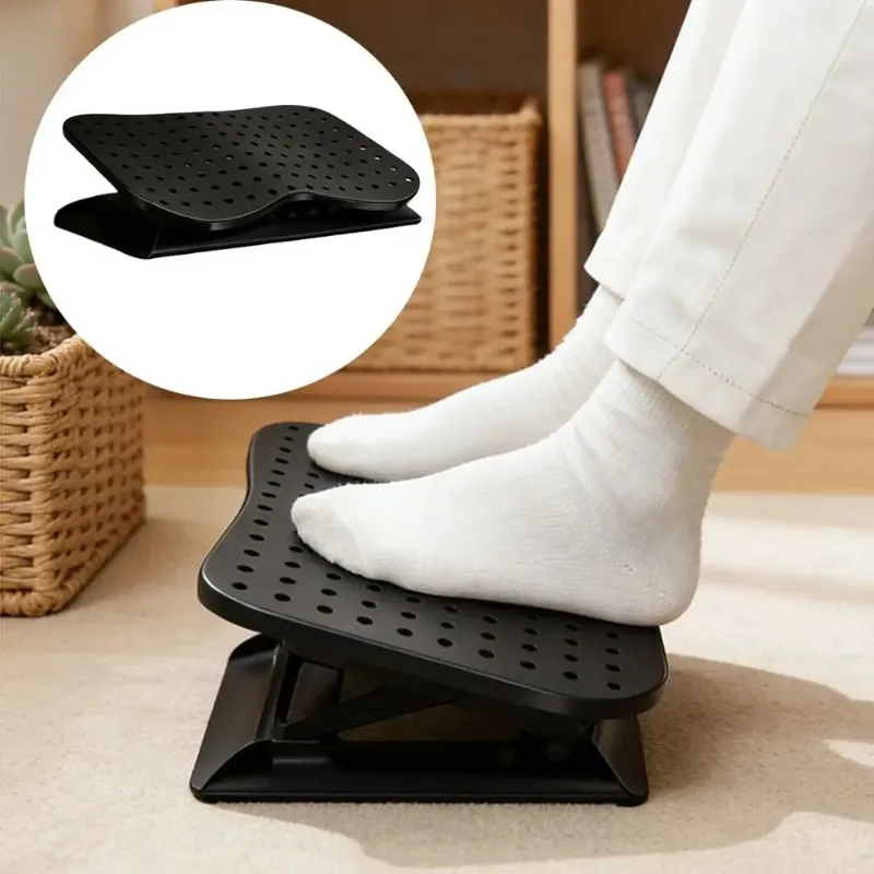 Footrest Under Desk - 人間工学に基づいたデスク下フットレスト滑り止め底面中空オフィスデスクレッグレスト快適で通気性のある調節可能なフットスツール