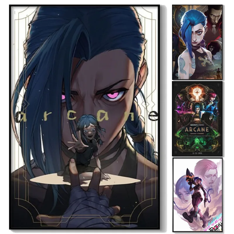 Esports Gaming Poster - Arcane Jinx ダブルバージョン フレームなしキャンバス HD ポスター