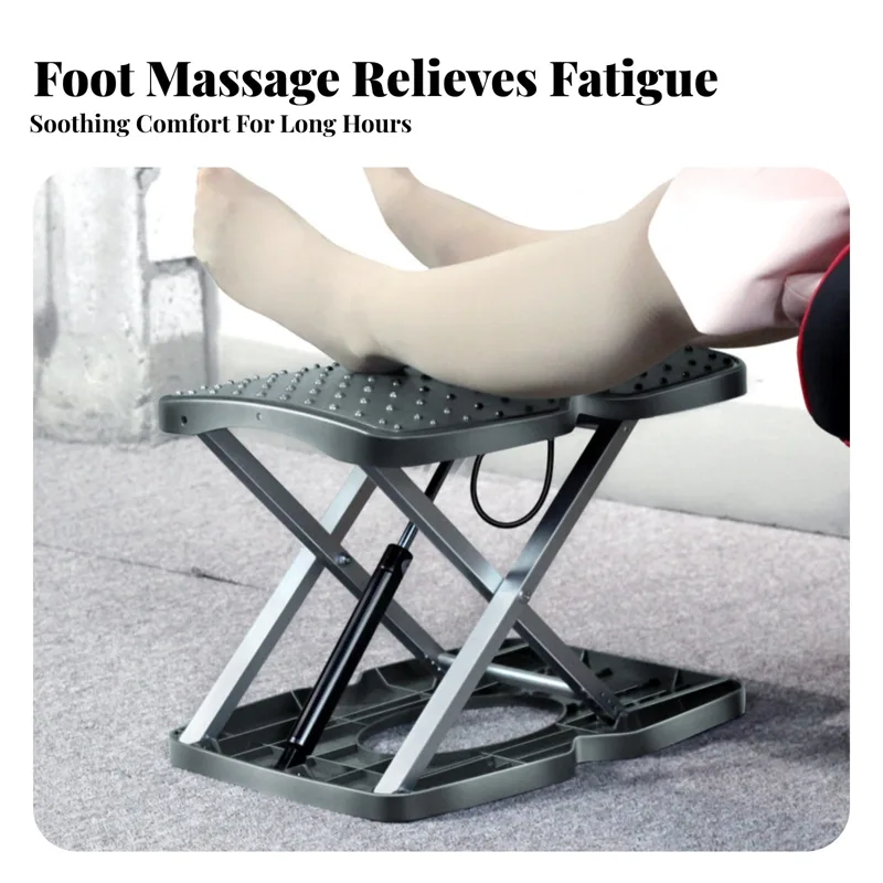 Footrest Under Desk - 調節可能なパッド入りフットスツール、滑り止め表面、調節可能なデスク下フットレスト、オフィス、書斎用の多目的マッサージテクスチャー