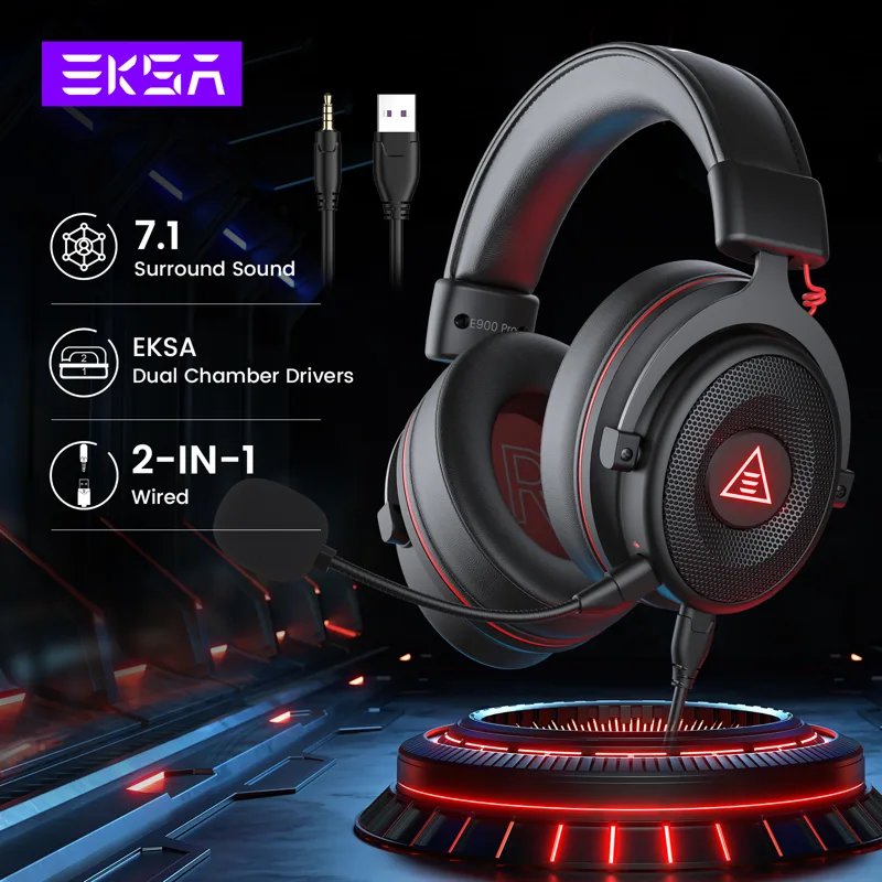 Gaming Headset 7.1 - EKSA PC ゲーミングヘッドフォン オーバーイヤー、E900 Pro 7.1