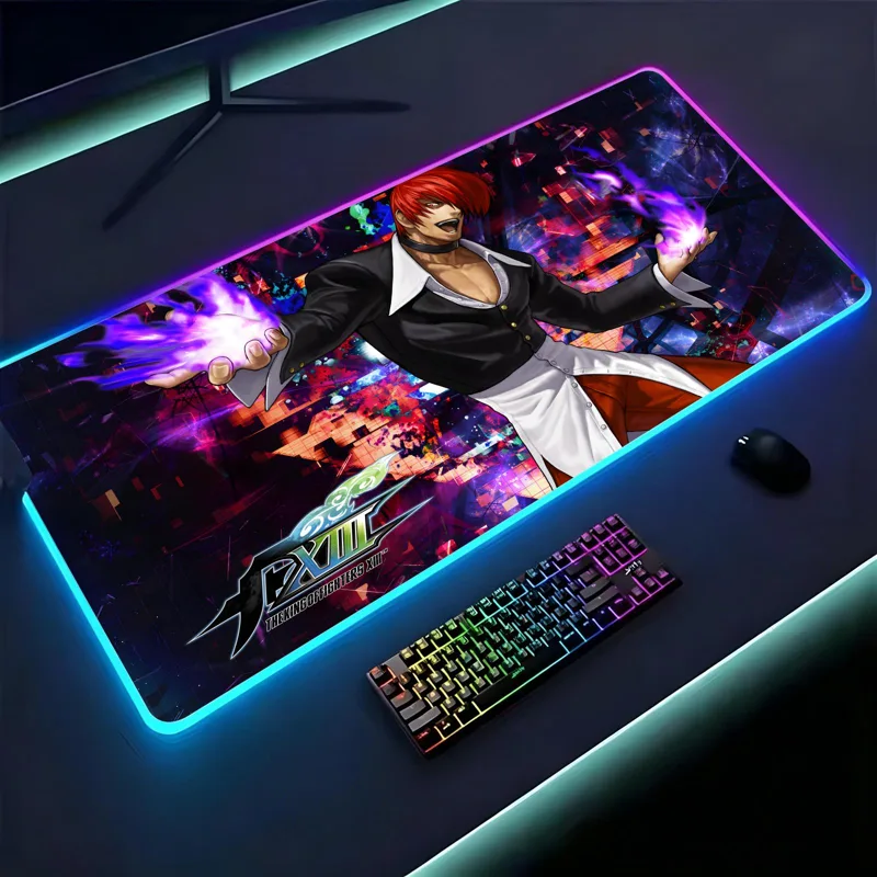 Esports Gaming Kings - 大型RGBバックライト付きeスポーツゲーミングマウスパッド、滑らかな柔らかい布地表面、LED発光拡張デスクマット「ザ・キング・オブ・ファイターズ」