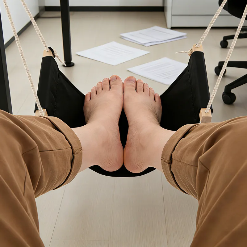 デスク下フットハンモック 調節可能な吊り下げデザイン プレミ - Footrest Under Desk のレビューと価格
