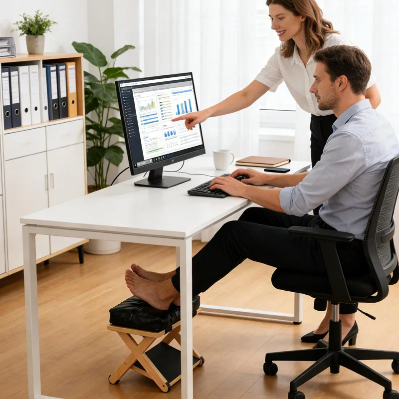 デスク下フットレスト木製二層滑り止め人間工学に基づいたフット - Footrest Under Desk のレビューと価格