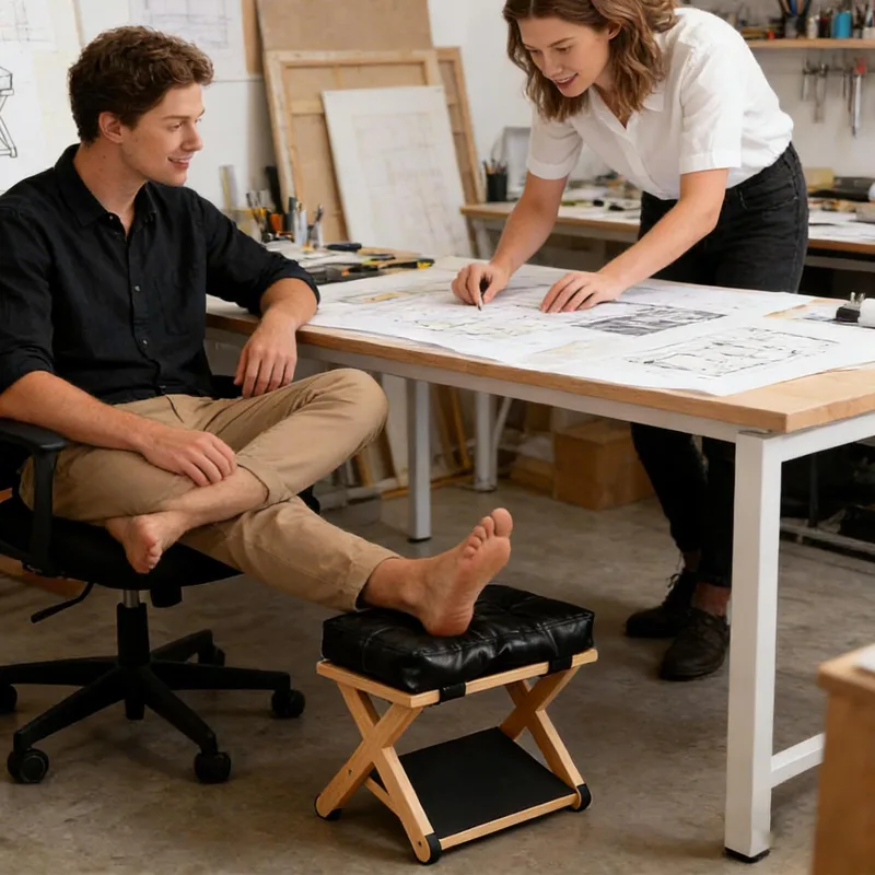 デスク下フットレスト木製二層滑り止め人間工学に基づいたフット - Footrest Under Desk のレビューと価格