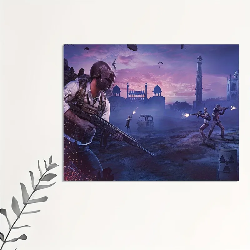 戦術的なゲームの壁アートポスター – パラシュート兵士と戦場 - Esports Gaming Poster のレビューと価格