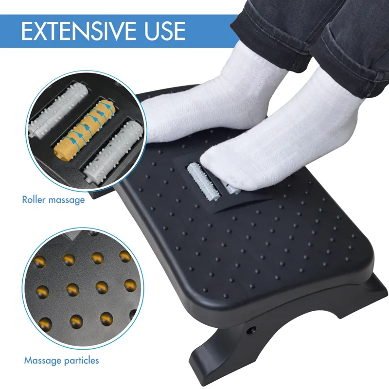 人間工学に基づいたデスク下フットレスト、マッサージローラー付 - Footrest Under Desk のレビューと価格