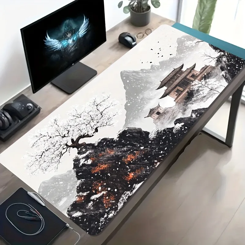 大型中国風雪山古建築ゲーミングマウスパッド滑り止め拡張eスポ - Esports Gaming Pc Build のレビューと価格