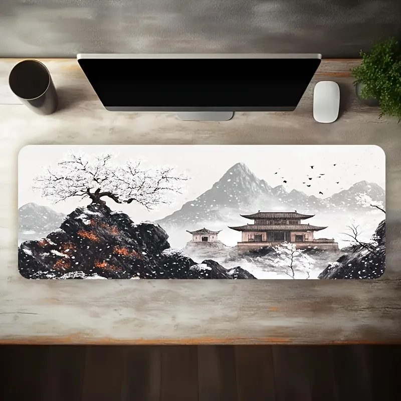大型中国風雪山古建築ゲーミングマウスパッド滑り止め拡張eスポ - Esports Gaming Pc Build のレビューと価格