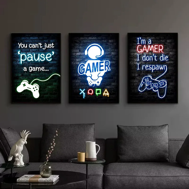 1枚入りフレームレスキャンバス絵画、ゲーミングネオン「Eat - Esports Gaming Poster のレビューと価格