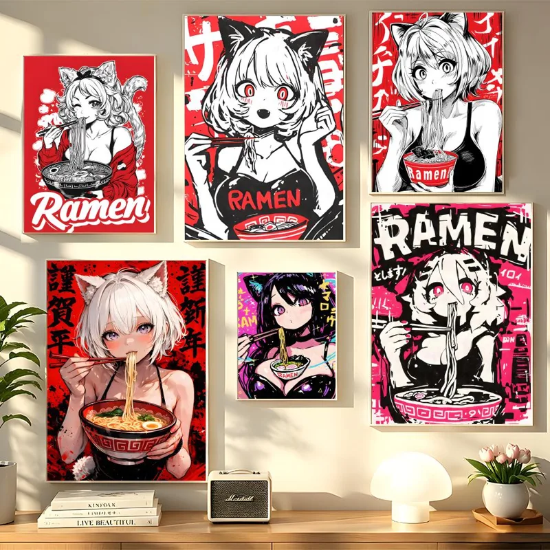 アニメ猫娘絵画書道キャンバスポスターアートしわ防止加工済みゲ - Esports Gaming Poster のレビューと価格