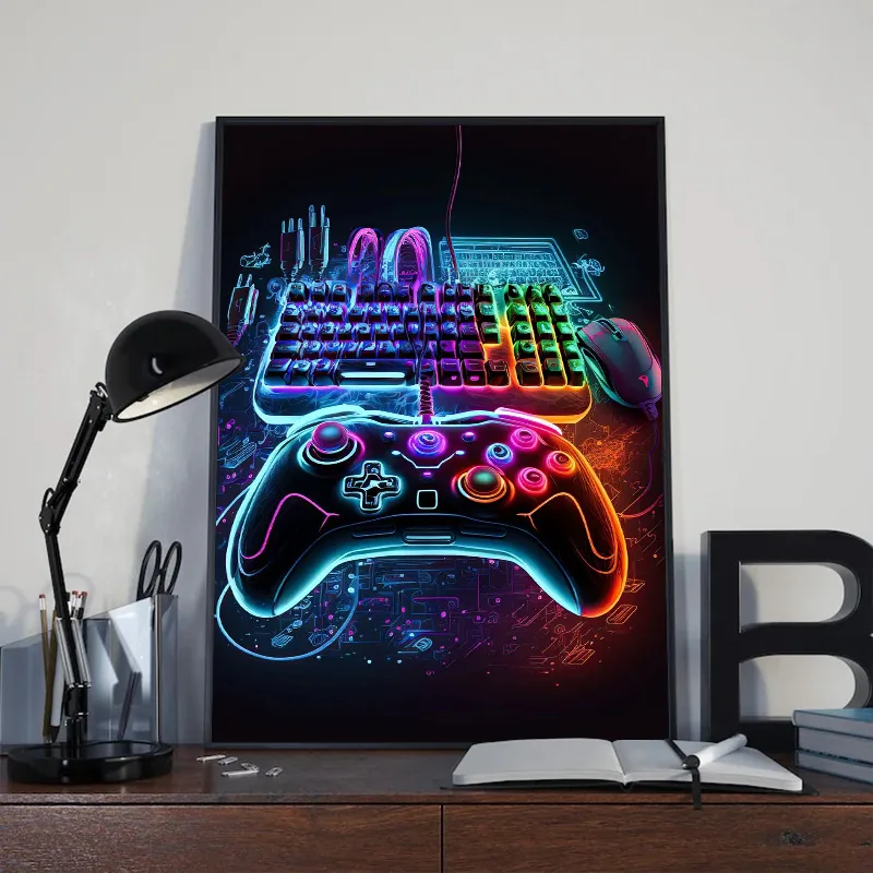 ネオンポップクールゲームの壁アート,キャンバスの絵,カラフル - Esports Gaming Poster のレビューと価格
