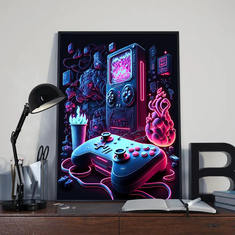 ネオンポップクールゲームの壁アート,キャンバスの絵,カラフル - Esports Gaming Poster のレビューと価格