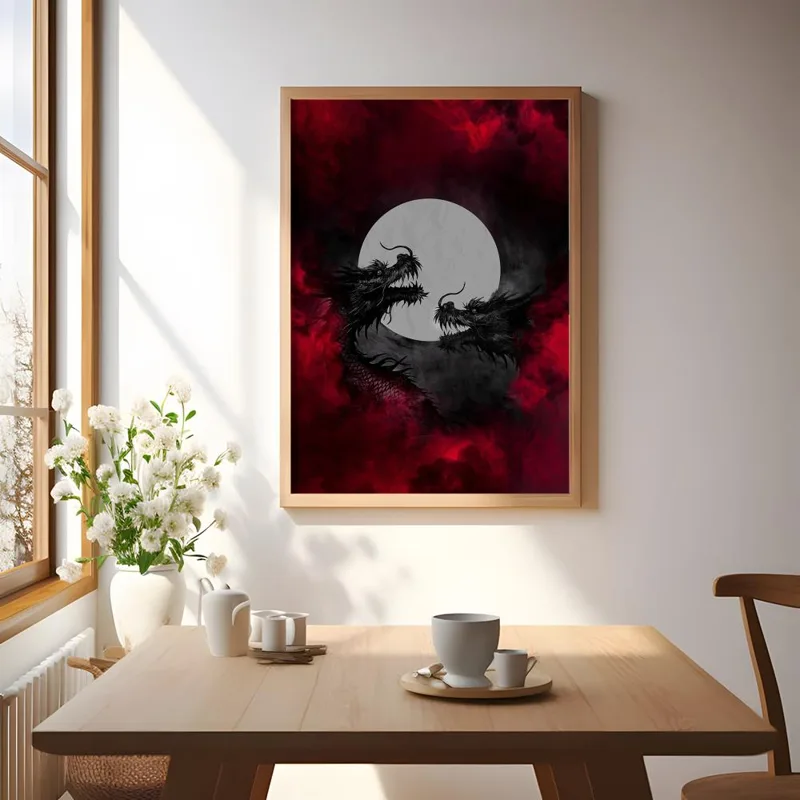 ブラックドラゴンポスター防水ステッカー絵画ゲームルーム&Eス - Esports Gaming Poster のレビューと価格