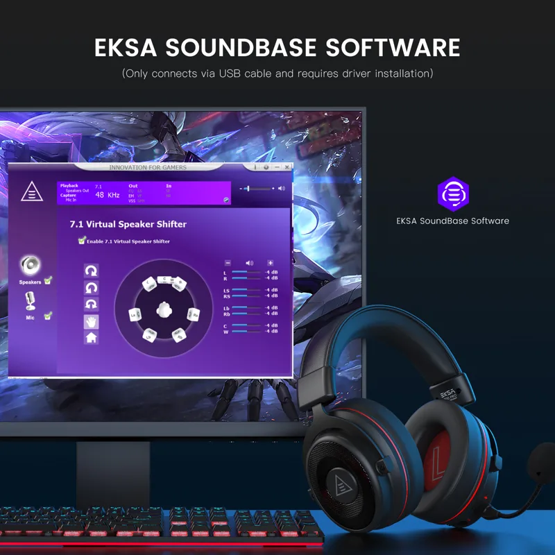 EKSA PC ゲーミングヘッドフォン オーバーイヤー、E9 - Gaming Headset 7.1 のレビューと価格