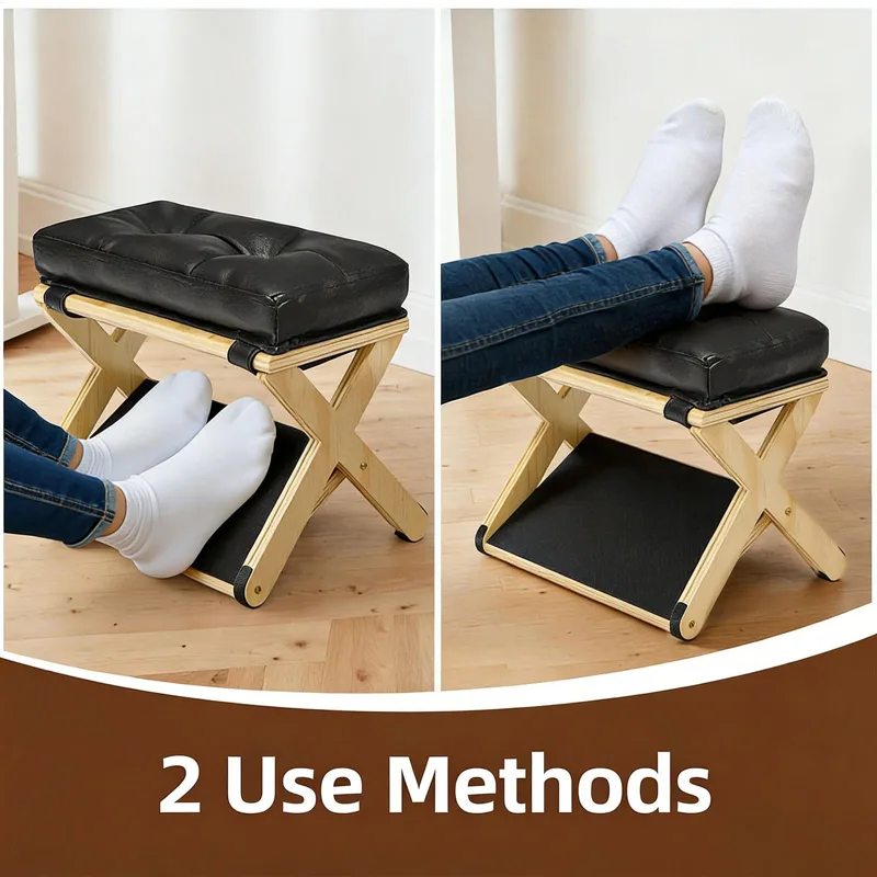 デスク下フットレスト 木製二層式滑り止め人間工学に基づいたレ - Footrest Under Desk のレビューと価格
